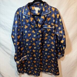 Barbizon Navy Sleepshirt with Teddy Bear and Star Design